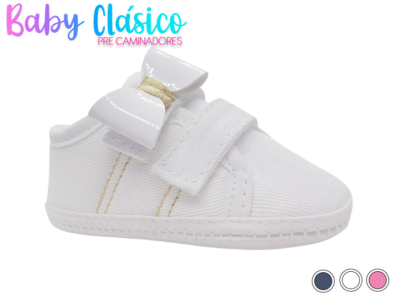 Zapatilla velcro con moño Baby clásico